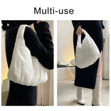 Women Padded Shoulder Bag Quilted Shopper Tote Winter Handbag