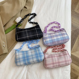 Women Plaid Grid Printing Shoulder Underarm Bag