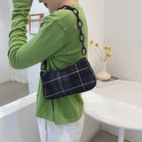 Women Plaid Grid Printing Shoulder Underarm Bag