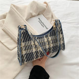 Plaid Zipper Handbag Small Shoulder Bag Lady Messenger Bag