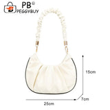 Women Pleated Underarm Bag Travel Nylon Top-handle Handbag