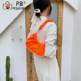 Women Pleated Underarm Bag Travel Nylon Top-handle Handbag