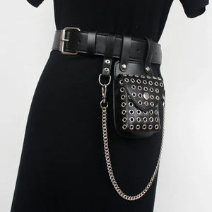 Women Plus Size Wide PU Waist Belt with Mini Bag