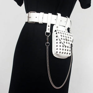 Women Plus Size Wide PU Waist Belt with Mini Bag