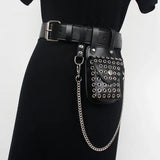 Women Plus Size Wide PU Waist Belt with Mini Bag