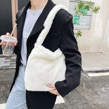 Women Plush Leopard Love Heart Underarm Shoulder Bag