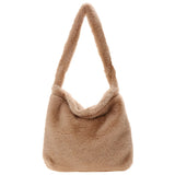 Women Plush Leopard Love Heart Underarm Shoulder Bag