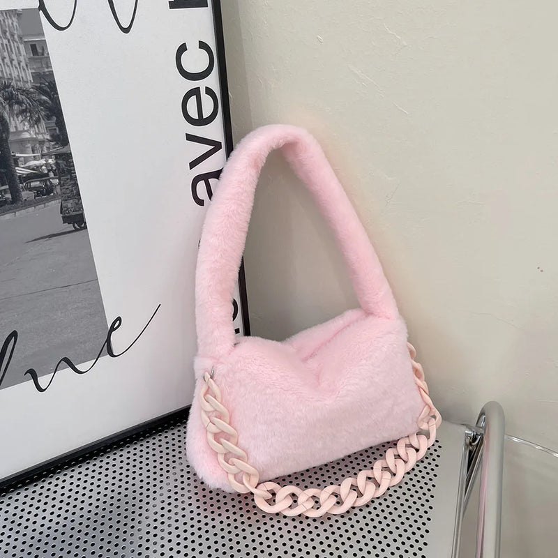 Soft Fluffy Women Mini Shoulder Bag for Females