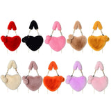 Women Plush Print Shoulder Bag Handbags Warm Winter Fluffy Underarm Bag
