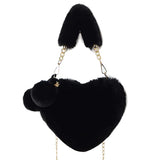 Women Plush Print Shoulder Bag Handbags Warm Winter Fluffy Underarm Bag