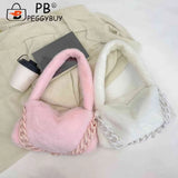 Soft Fluffy Shoulder Bag with Handle Chain for Women