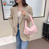 Soft Fluffy Shoulder Bag with Handle Chain for Women