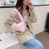 Soft Fluffy Shoulder Bag with Handle Chain for Women