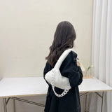 Soft Fluffy Chain Underarm Bag Portable Handle Women Armpit Bag