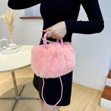Women Plush Shoulder Bags Soft Crossbody Bags Winter Fluffy Fur Handle Bags