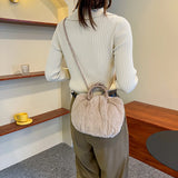 Women Plush Shoulder Bags Soft Crossbody Bags Winter Fluffy Fur Handle Bags