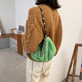 Women Plush Shoulder Top-handle Bag Chain Totes Shopping Bag