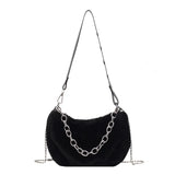 Women Plush Shoulder Top-handle Bag Chain Totes Shopping Bag