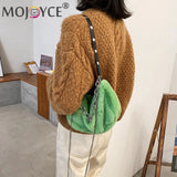 Women Plush Shoulder Top-handle Bag Autumn Messenger Purse Chain Totes Shopping