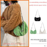 Women Plush Shoulder Top-handle Bag Autumn Messenger Purse Chain Totes Shopping