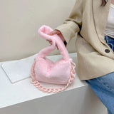 Women Plush Underarm Bags Soft Fluffy Casual Shoulder Bag Winter