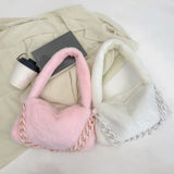 Women Plush Underarm Bags Soft Fluffy Casual Shoulder Bag