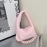 Women Plush Underarm Bags Soft Fluffy Casual Shoulder Bag Winter