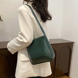 Women Red Shoulder Bag Leather Handbags Casual Big Tote Female Bucket Bag