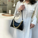 Women Thick Chain PU Leather Shoulder Bag Casual Small Hobos Handbags