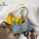 Women Thick Chain PU Leather Shoulder Bag Casual Small Hobos Handbags