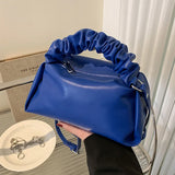 Women Purple Fold Handbag Soft PU Leather Flap Shoulder Bags Crossbody Bags