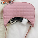 Checker Pattern PU Leather Small Hobos Women Purse