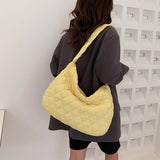 Large Capacity Women Shopper Bag Rhombus Pattern Top-handle Armpit Bag