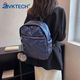 Waterproof Quilted Backpack with Pompom Ball