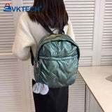 Waterproof Quilted Backpack with Pompom Ball