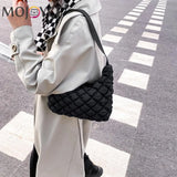 Quilted Cotton Padded Shoulder Armpit Bag Travel Handbag