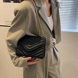 Women Quilted Shoulder Bag Retro Chain Underarm Bag Ladies Pu Leather Clutch