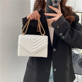 Women Quilted Shoulder Bag Retro Chain Underarm Bag Ladies Pu Leather Clutch