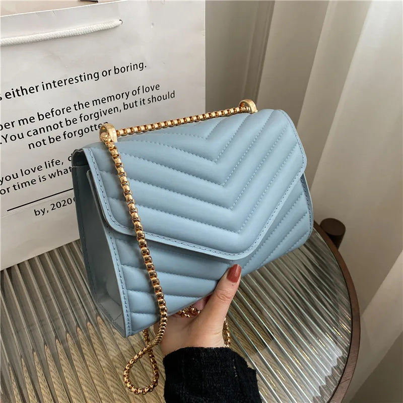 Women Quilted Shoulder Bag Retro Chain Underarm Bag Ladies Pu Leather Clutch