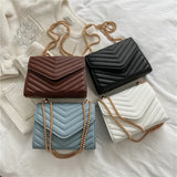 Women Quilted Shoulder Bag Retro Chain Underarm Bag Ladies Pu Leather Clutch