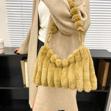 Quilted Shoulder Bag Soft Plush Underarm Handbag
