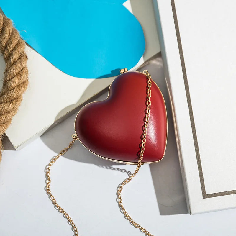 Red Heart Shaped Purse Ladies Evening Clutches for Wedding Party