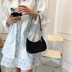 Rhinestone Shoulder Underarm Bag Casual Small Shoulder Shopping Bags