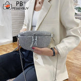 Women Rhinestone Waist Bag Fanny Chest Pack Bling Chain Crossbody Pouch