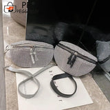 Women Rhinestone Waist Bag Fanny Chest Pack Bling Chain Crossbody Pouch