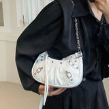 Women Rivet Crossbody Bag Chain Shoulder Messenger Bag