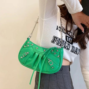 Women Rivet Crossbody Bag Chain Shoulder Messenger Bag