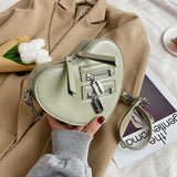 Women Red Heart Shape Shoulder Bag Chain Crossbody Lock Purses Clutch
