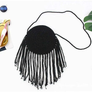 Round Straw Beach Bag Bohemian Woven Shoulder Bag