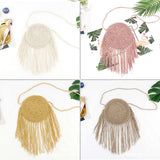 Round Straw Beach Bag Bohemian Woven Shoulder Bag